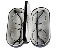 KDAMGOQE Dual Glasses Case Double Glasses Case 6x3x3 Inch, 2 In 1 Double Eyeglass Case With Mirror Double Sided Glasses Case For Frame And Contact Lenses