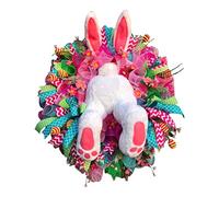 KDAMGOQE Easter Bunny Wreath Easter Bunny Wreath Cute Bunny Butt with Ears Wreath Foam Wreath Ornaments Spring Wreath Decoration
