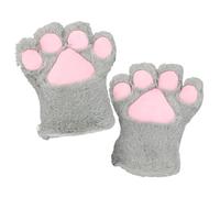KDAMGOQE Fox Paws Cat Paws 1 Pair Cute Fox Paw Gloves Soft and Skin Friendly Furry Paws Anime Cosplay Plush Therian Paws for Women Adult Halloween Party One Size Gray
