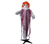 KDAMGOQE Halloween Decorations 51" Stand Clown Animatronics Moving Hands, Red Nose Scary Clown Sound & Touch Activated Halloween Animatronics for Home Party Indoor Outside Yard, Decorations Outdoor