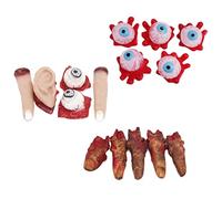 KDAMGOQE Halloween Decorations Blood Scary Props Set Realistic Fake Fingers Plastic Eyeballs Artificial Broken Body Parts Horror Prank Accessories, Fake Fingers