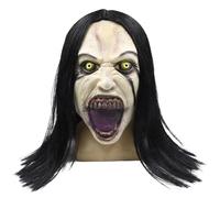 KDAMGOQE Halloween Mask Crying Woman Horror Zombie Mask with Wigs Full Head Scary Evil Creepy Women Ghost Latex for Halloween Masquerade Party Cosplay Props, Scary