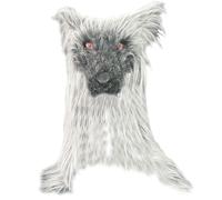KDAMGOQE Halloween Werewolf Mask Breathable Latex Wolf Mask Horror Scary with Shawl Furs Hair Halloween for, Carnival, Costume Party, Haunted House, Grey, Wolf Adult