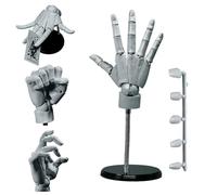 KDAMGOQE Hand Model for Drawing, Hand Model 1:1 Articulated Mannequin Moveable Joint 16x8in Manikin with Base DIY PVC ABS for Drawing, Painting, Sketching, Grey