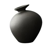 KDAMGOQE Ikebana Vase 4.7x5.5 Black Ceramic Large Body Japanese Vase with Tilt Neck Vintage & Exquisite Flower Pot for Home, Tea House, Cafe, Office