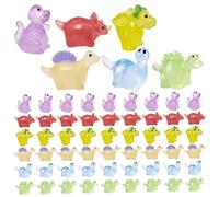 KDAMGOQE Mini Resin Dinosaurs - 60PCS Glow In The Dark Dinosaur Figures - 6 Styles Cute Mini Resin Animals - Dollhouse Garden Decor Goody Fillers Gifts for Boys