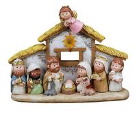 KDAMGOQE Nativity Set Nativity Scene Christmas Decoration with LED Light, Resin Nativity Set with Baby Jesus, Angel, Three Kings, Mary & Joseph Figurines for Table, Mantel, and Kitchen Shelves