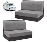 KDAMGOQE Rv Couch Cover Rv Dinette Cushion Covers, 4PCS(2set) Stretchable, 360° Wrap Jacquard Fabric Rv Seat Covers with Elastic Strap, Rv Cushion Covers for Rv Furniture, Grey
