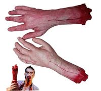 KDAMGOQE Severed Hand 1 Pair Bloody Chopped Off Fake Hand Realistic Scary Halloween Decorative Severed Body Parts for Haunted House, Prank, Party, Fake