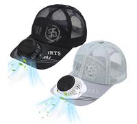 KDAMGOQE Solar Fan Hat Solar Fan Hat USB 3 Speeds 650mAh Cooling Hat With Solar Fan with LED Display Outdoor Anti-UV Breathable Unisex Adjustable Baseball Cap for Biking, Hiking, Walking (Black)