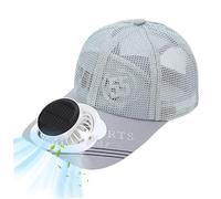 KDAMGOQE Solar Fan Hat Solar Fan Hat USB 3 Speeds 650mAh Cooling Hat With Solar Fan with LED Display Outdoor Anti-UV Breathable Unisex Adjustable Baseball Cap for Biking, Hiking, Walking (Grey)