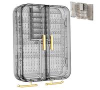 KDAMGOQE Wall Mounted Jewelry Organizer, 7.9x10.6x2.8 Compartment Wall Mounted Jewelry Cabinet with Magnetic Door with Hook, Black Grey Wall Mounted Jewelry Cabinet