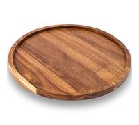 KDAMGOQE Wooden Tray, Serving Board, 14 Inch Round Wooden Tray, Rustic Charcuterie Boards, Easy to Clean Serving Platter for Cheese Snack Cookie Dessert Appetizer