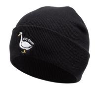 KDAND Silly Goose Beanie Hat Winter Warm Funny Goose Knitted Caps for Men Women, Black, M-L