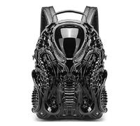 Kdaooy 3D Xenomorph Shaped Backpack,Steam Punk for Men or Women Y2K Personality Travel Handbag PVC Unique Alien Purse, Black, Punk