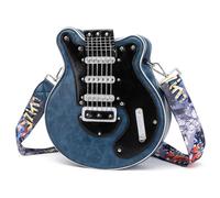 Kdaooy Women Guitar Shaped Crossbody Bag Shoulder Bags Unique Leather Novelty Music Guitar Purse Handbags Designer Bag (Blue)