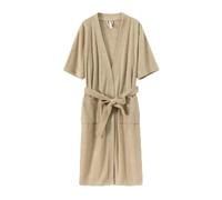 KDCVRYJE Women's Terry Towelling Dressing Gown Casual Short sleeves Loungewear Bathrobe lightweight Cotton Housecoat Robe Spa Hotel Sleepwear Robes for Spring summer yellow S