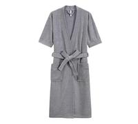 KDCVRYJE Women's Terry Towelling Dressing Gown Casual Short sleeves Loungewear Bathrobe lightweight Cotton Housecoat Robe Spa Hotel Sleepwear Robes for Spring summer grey M