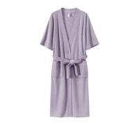 KDCVRYJE Women's Terry Towelling Dressing Gown Casual Short sleeves Loungewear Bathrobe lightweight Cotton Housecoat Robe Spa Hotel Sleepwear Robes for Spring summer purple XL