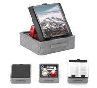 KDD 5 in 1 Tablet Pillow Holder, Foldable Book Stand for Reading with Storage Tray, Pen Slot and 2 Cup Holders, Adjustable iPad Stand for Lap, Bed, Desk and Couch Compatible with Tablet and Book