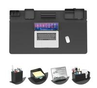 KDD Desk Pad and Magnetic Organizer Set - 5 in 1 Large Mouse Mat with Phone Stand, Cup Holder, Pen Holder, Storage Box & Card Case, Multifunction DIY Desktop Storage Accessories for Office and Home