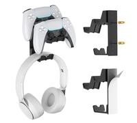 KDD Dual Controller & Hanger Holder Desk - Gaming Headset Hanger Headphone Hook Wall Mount for Xbox Series X/S, PS5/4/3, Beats, Sennheiser, HyperX, Universal PC Gaming Controller Accessories