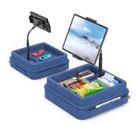 KDD Tablet Pillow Holder - 360°Adjustable iPad Pillow Stand for Lap, Bed and Desk - Gooseneck Tablet Soft Pad Dock with Storage Tray and Pocket Compatible with iPad Pro 12.9, Air Mini, Phone,(Blue)