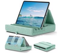 KDD Tablet Pillow Holder, Foldable iPad Stand for Lap, Bed and Desk -Tablet Soft Pad Dock with Pocket & Stylus Mount Compatible with iPad Pro 12.9,