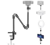 KDD Webcam Stand Mount, 21.7 Inch Foldable Flexible Gooseneck Cell Phone Clamp & Table Mount, for Logitech C922 C930e C920S C920 C615 C960 Brio 4K, Gopro Hero 8 7