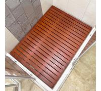 KDDEON Bathroom Non-Slip Wooden Bath Mat,Shower Room Bamboo Bath Mat,Duckboard Bath Mat,Rectangular Waterproof Duck Board,Wooden Shower Mat,Red Walnut Color,Home Spa Bath Boards (90x65cm/35x26in)