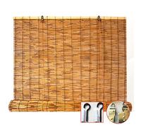 KDDEON Carbonization Natural Reed Curtain,Kitchen Bamboo Roller Blinds,Lifting Blind Sun Shade,Hand-Woven/Retro/Waterproof Engineering Curtain,Customizable,with Accessories (50x100cm/20x39in)
