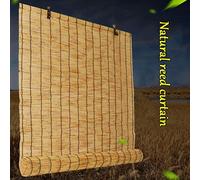 KDDEON Hand-Woven Natural Reed Curtains,Bamboo Roller Blinds with Lifter,Partition Blind Sun Shade,Light Filtering/Anti-Uv/Retro/Waterproof,for Outdoor/Indoor,Customizable (130x200cm/51x79in)