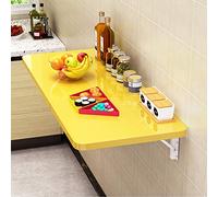 KDDFN Folding Wall-Mounted Table,Foldable Dining Table,Wall Mounted Workbench,Space-Save,Easy to Install,3 Colors,20 Sizes,for Study,Bedroom,Balcony,Bathroom (Yellow,50 * 40cm/20 * 16in)