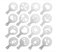 KDDOM 16 Pcs Foam Latte Art Stencils for Latte Cappuccino Coffee Decorating Tools