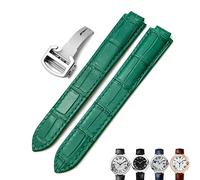 KDEGK 16mm 18mm 20mm Genuine Leather Watch Strap Black Blue Brown Deployment Buckle Watch Bands for Cartier Tank Solo Blue Ballon(Green,22mm)