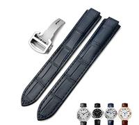 KDEGK 16mm 18mm 20mm Genuine Leather Watch Strap Black Blue Brown Deployment Buckle Watch Bands for Cartier Tank Solo Blue Ballon(Navy blue,18mm)