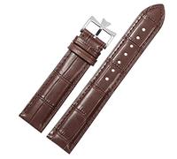 KDEGK 19mm 20mm 21mm 22mm Genuine Leather Watch Band Replacement For Vacheron Constantin Patrimony VC Black Blue Brown Cowhide Strap(Brown-silver,20mm)