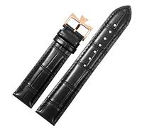 KDEGK 19mm 20mm 21mm 22mm Genuine Leather Watch Band Replacement For Vacheron Constantin Patrimony VC Black Blue Brown Cowhide Strap(Black-rosegold,18mm)