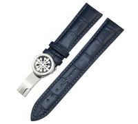 KDEGK 19mm 20mm 21mm 22mm Real Leather Watch Strap，For Patek Philippe AQUANAUT PP 5167A Cowhide Watchband Butterfly Buckle(Blue silver,21mm)