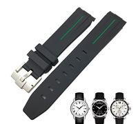 KDEGK 19mm 20mm Curved End Rubber Watchband for Tissot 1853 for Lelocle PRC200 for Rolex Submariner for Hamilton for Omega Waterproof Watch Strap(Black Green 1,20mm)