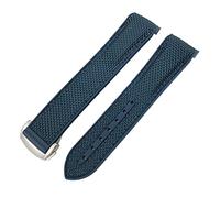 KDEGK 19mm 20mm Nylon Rubber Watchband 21mm 22mm For Omega Seamaster 300 AT150 Speedmaster 8900 PlanetOcean Leather Strap(Blue nylon bule,22mm)