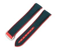KDEGK 19mm 20mm Nylon Rubber Watchband 21mm 22mm For Omega Seamaster 300 AT150 Speedmaster 8900 PlanetOcean Leather Strap(Blue nylon red,21mm)