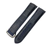 KDEGK 19mm 20mm Nylon Rubber Watchband 21mm 22mm For Omega Seamaster 300 AT150 Speedmaster 8900 PlanetOcean Leather Strap(Blue leather blue,19mm)