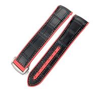 KDEGK 19mm 20mm Nylon Rubber Watchband 21mm 22mm For Omega Seamaster 300 AT150 Speedmaster 8900 PlanetOcean Leather Strap(Black leather red,22mm)