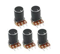KDEGK 1pcs WH148 1K 2K 5K 10K 20K 50K 100K 500K 1M Ω 3Pin Knurled Shaft Linear Taper Rotary Potentiometer Resistor w/Knob for Audrino(250K OHM)
