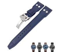 KDEGK 20mm 21mm 22mm Italian Cowhide Watch Strap Black Blue Brown Watch Band For IWC PILOT Mark PORTUGIESER PORTOFINO WatchBands(Blue 1,21mm)