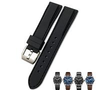 KDEGK 20mm 21mm 22mm Rubber Silicone Black Blue Watchbands for IWC PILOT Mark 18 Watch Sports Strap(Black black,19mm)