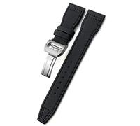 KDEGK 20mm 21mm 22mm Woven Nylon Watch Strap Fold Buckle Watchbands Fit For IWC Pilot Mark Portugieser Portofino Bracelet(Black black silver 1,20mm)