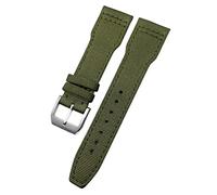 KDEGK 20mm 21mm 22mm Woven Nylon Watch Strap Fold Buckle Watchbands Fit For IWC Pilot Mark Portugieser Portofino Bracelet(Green green silver,20mm)