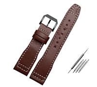 KDEGK 20mm 21mm Brown Black Men Watchband For IWC Pilot Mark XVIII IW327004 IW377714 Watch Strap Calf Genuine Leather Bracelet(Brown white Black,20mm)